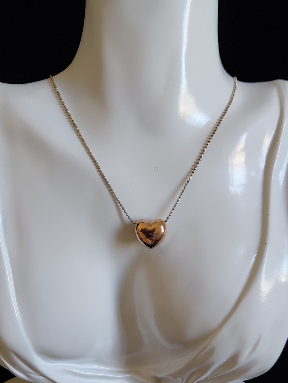 Dyadema Italy 925 Sterling Silver Rose Gold Puffy Heart Necklace